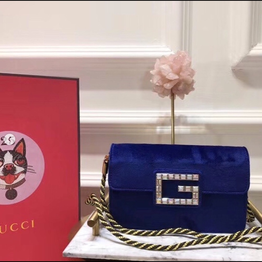 Gucci Crystal G Velvet Bag — REAL